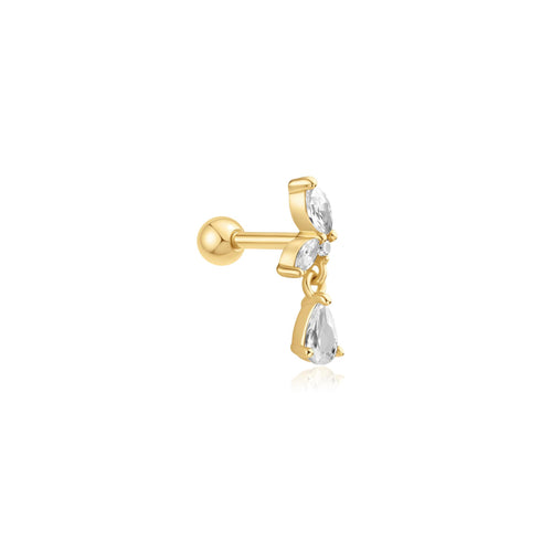Gold Marquise Dangle Barbell Single Earring